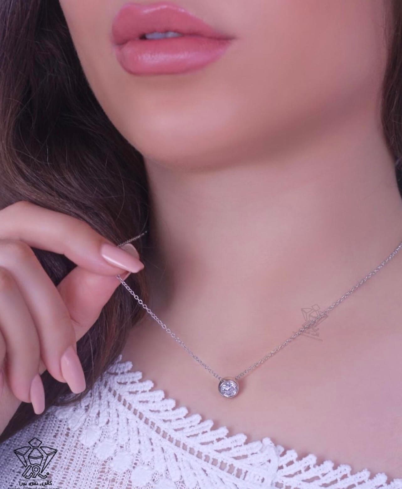 آویز تک نگین نقره