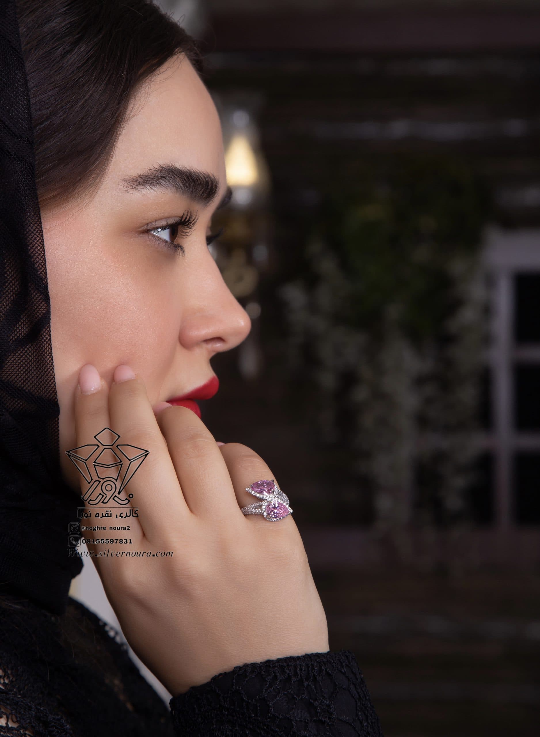 انگشتر جواهری نقره
