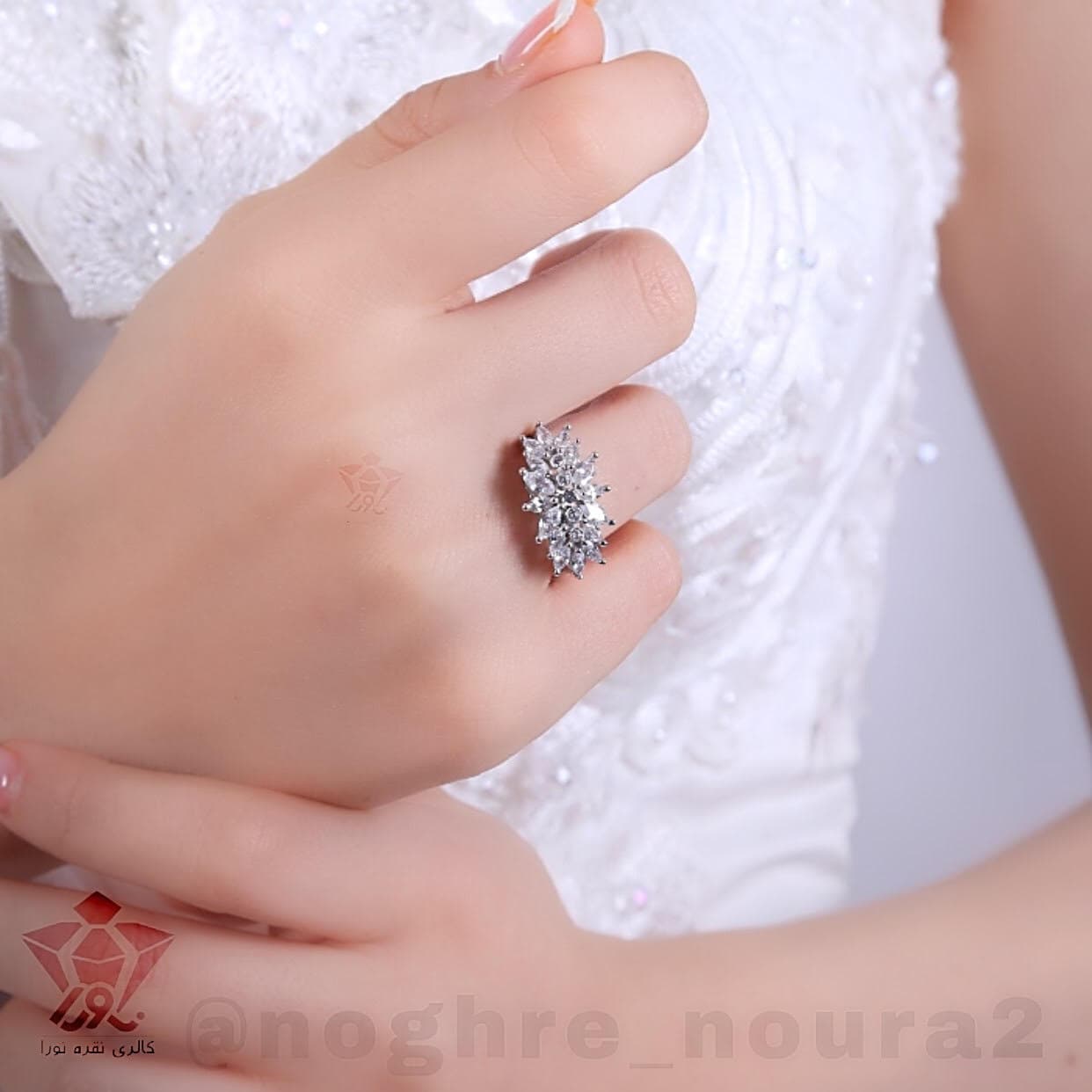 انگشتر نقره جواهری مارکیز
