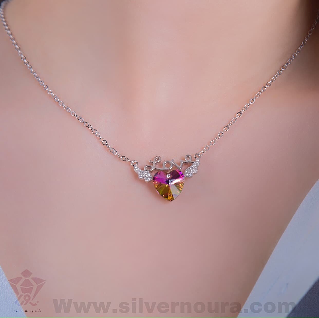آویز سوارسکی نقره love - تصویر 2